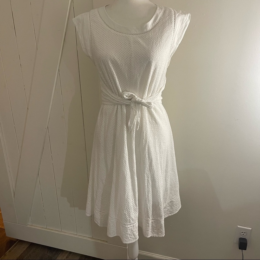 Rebecca Taylor white eyelet lace midi wrap dress size 6 - Picture 2 of 10